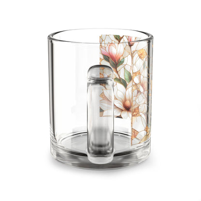 Elegant Floral Glass Mug, Ideal for Coffee, Tea, Gifts, Weddings, Birthdays, Home Decor, 10oz