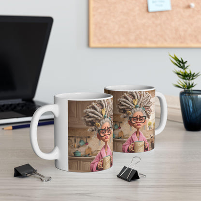 Whimsical Grandmother Ceramic Mug: Funny Dog Lover Gift