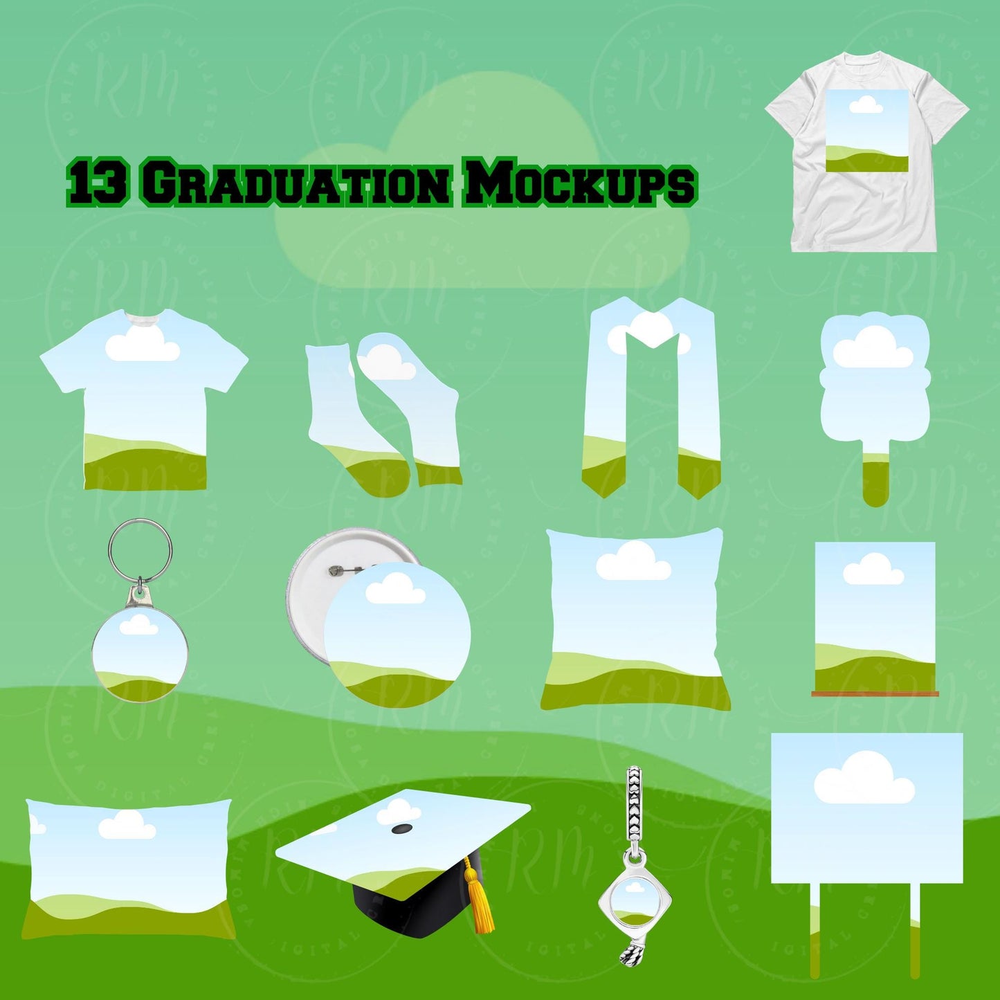Graduation 2025 Mockup Template Bundle: Canva Drag & Drop Designs (Digital Download