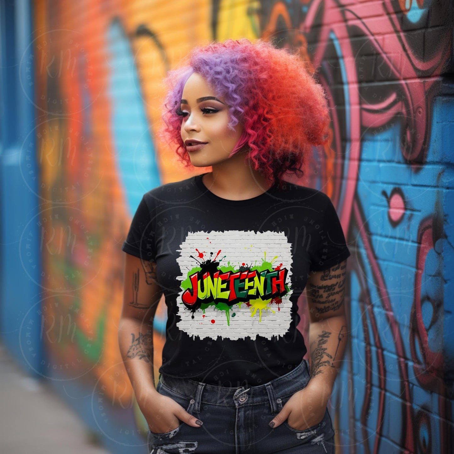 Juneteenth Graffiti Clipart: Black History Digital Design