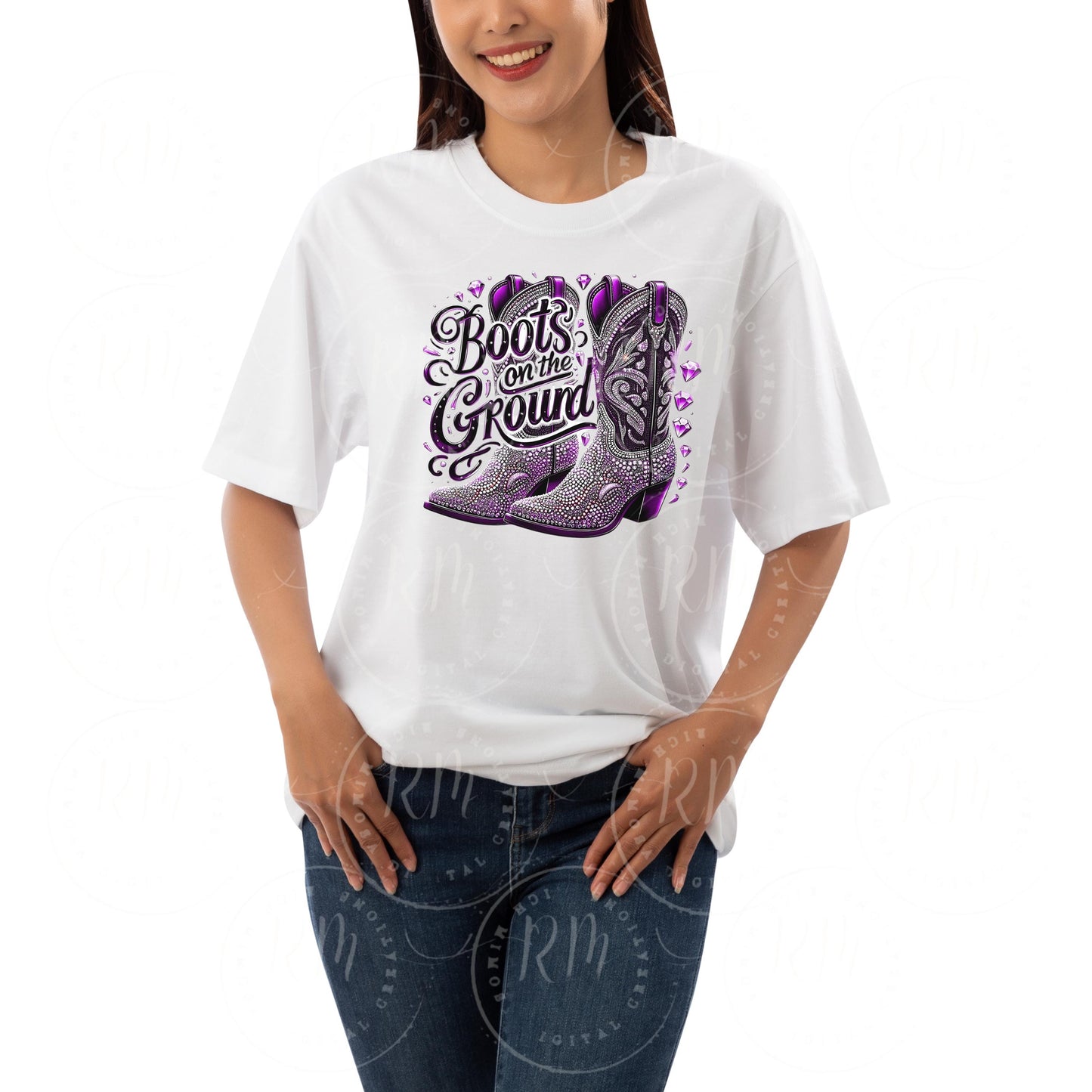 Purple Rhinestone Cowgirl Boots PNG: Western Graphic Design (Digital Download