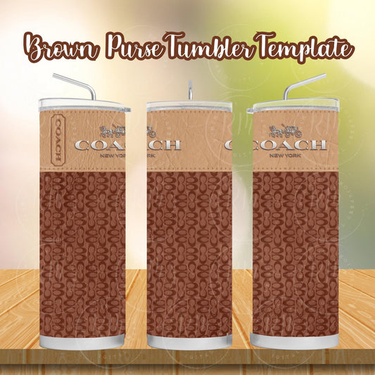 Brown Purse Tumbler Template: Editable Canva DIY Design (Digital Download)