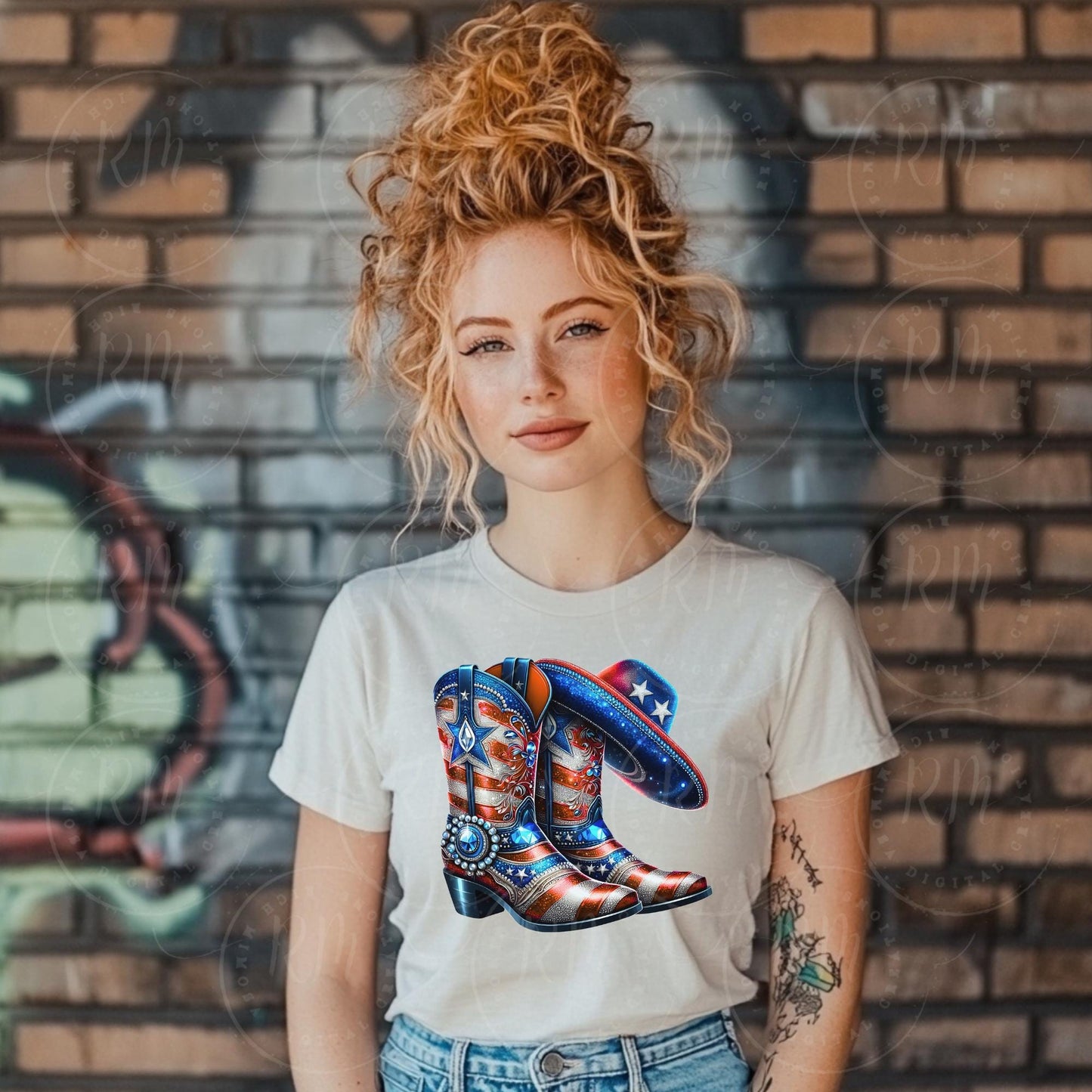 Stars & Stripes Cowgirl Boots PNG: 4th of July Western Graphic (Digital Download