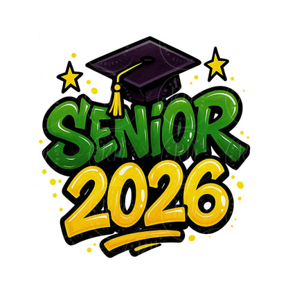 2026 Grad Clipart: Green & Yellow Graphics (Digital Download)