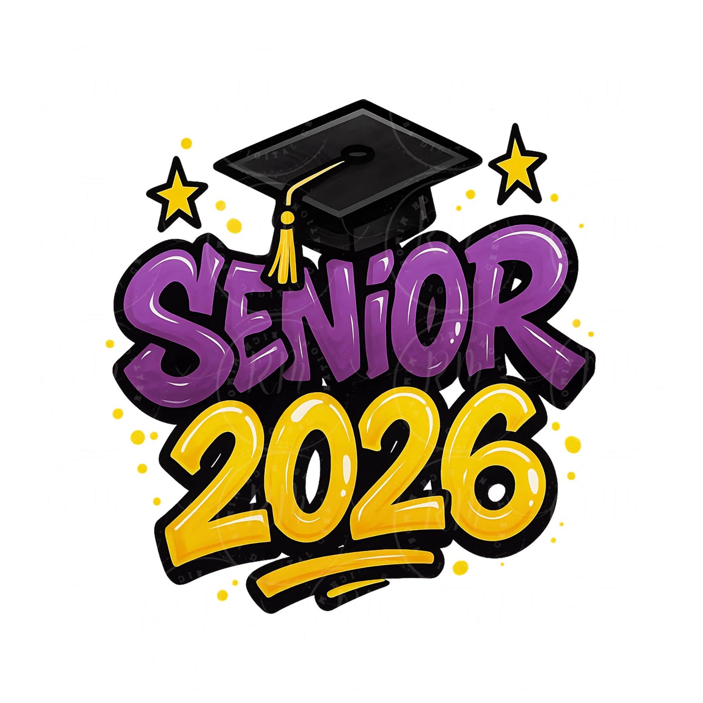 2026 Grad Clipart: Purple & Yellow Senior Design, Digital Download