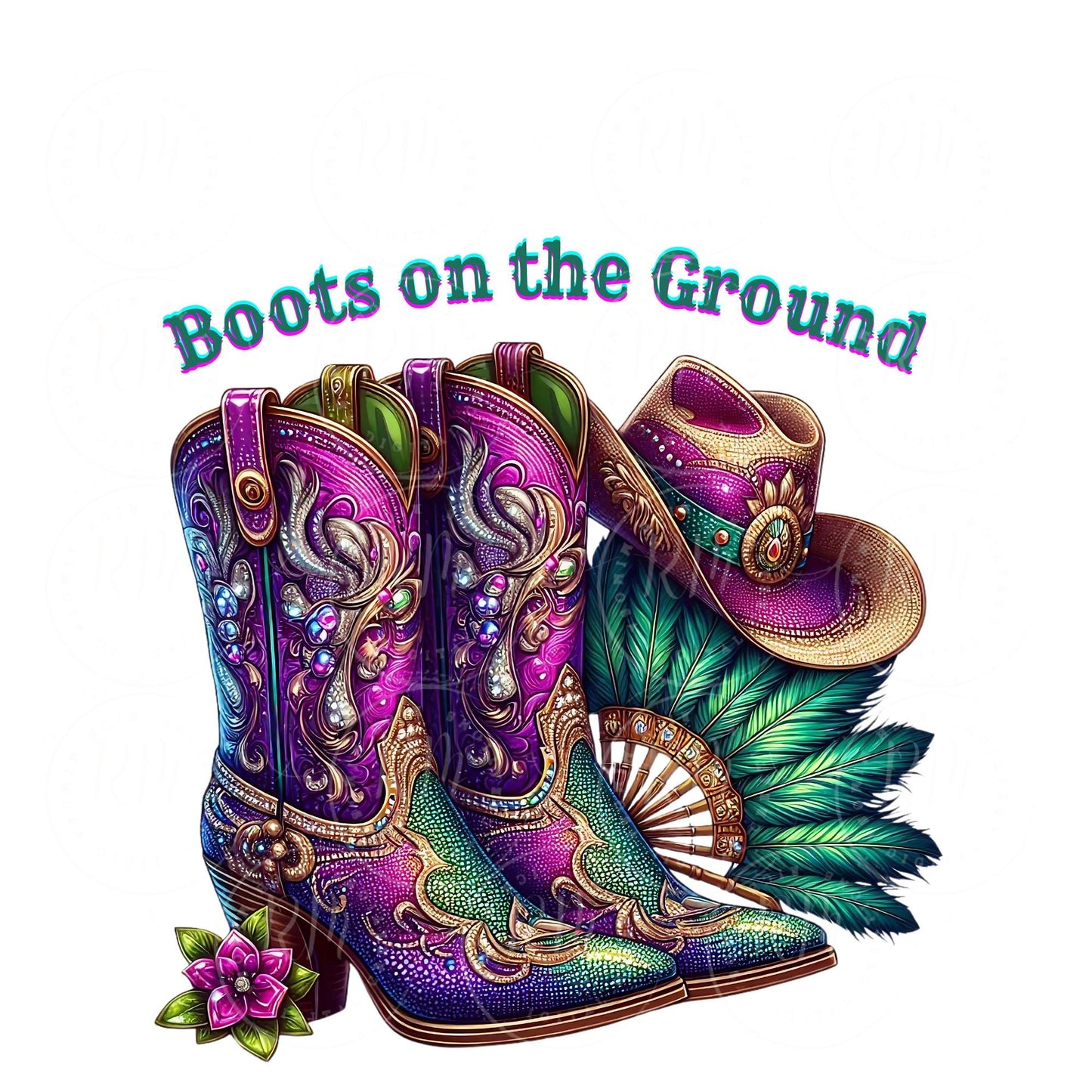 Cowgirl Boots PNG Clipart: Western Fan & Hat Design (Digital Download