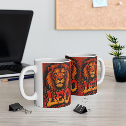Bold Leo Zodiac Ceramic Mug: Astrology Coffee Cup