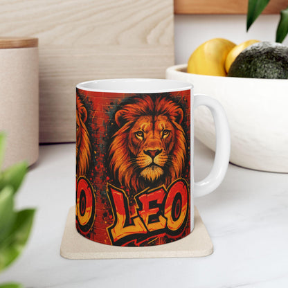 Bold Leo Zodiac Ceramic Mug: Astrology Coffee Cup