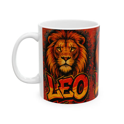 Bold Leo Zodiac Ceramic Mug: Astrology Coffee Cup