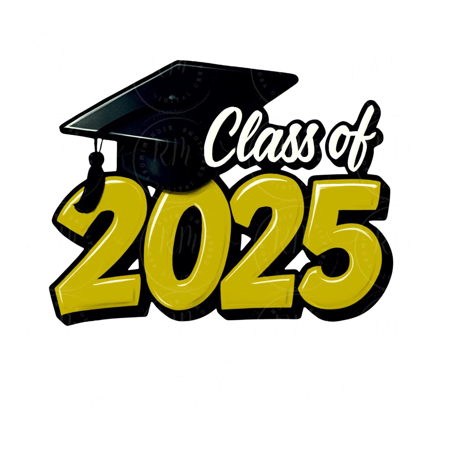 2025 Grad Clipart, Yellow Graduation Graphic, Class of 2025, Perfect Grad Gift, DIY Scrapbooking and Invitations, Graduation 2025