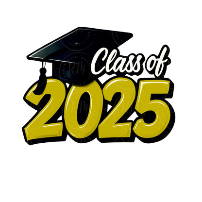 2025 Grad Clipart, Yellow Graduation Graphic, Class of 2025, Perfect Grad Gift, DIY Scrapbooking and Invitations, Graduation 2025
