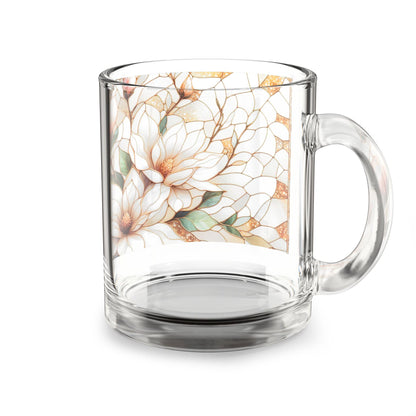 Elegant Floral Glass Mug, Ideal for Coffee, Tea, Gifts, Weddings, Birthdays, Home Decor, 10oz