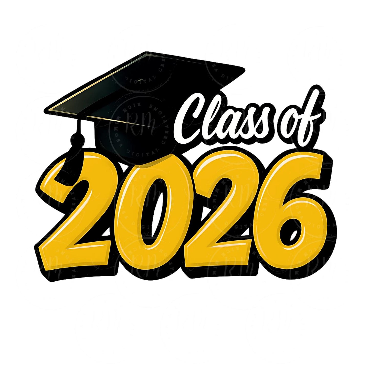 2026 Grad Clipart, Yellow Graduation Graphic, Class of 2026, Perfect Grad Gift for Him/Her, DIY Scrapbooking and Invitation, Graduation 2026