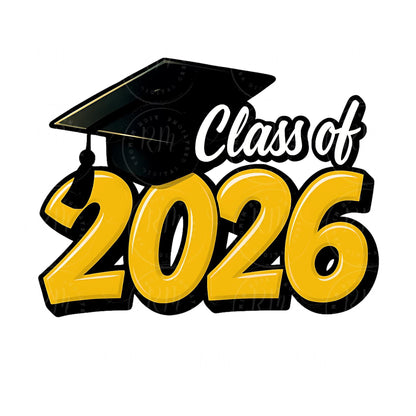 2026 Grad Clipart, Yellow Graduation Graphic, Class of 2026, Perfect Grad Gift for Him/Her, DIY Scrapbooking and Invitation, Graduation 2026