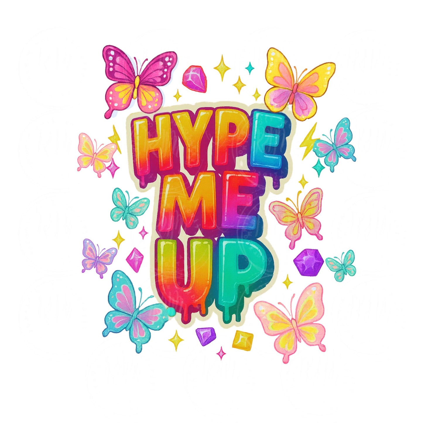 Vibrant Graffiti Clipart PNG: Neon Baddie Text, Butterflies & Gems (Digital Download