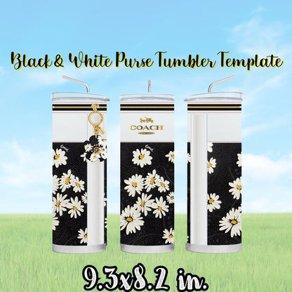 Purse Tumbler Template, Black & White Purse Tumbler Design, Editable Tumbler Template, Custom Digital Purse Template, Gift for Her