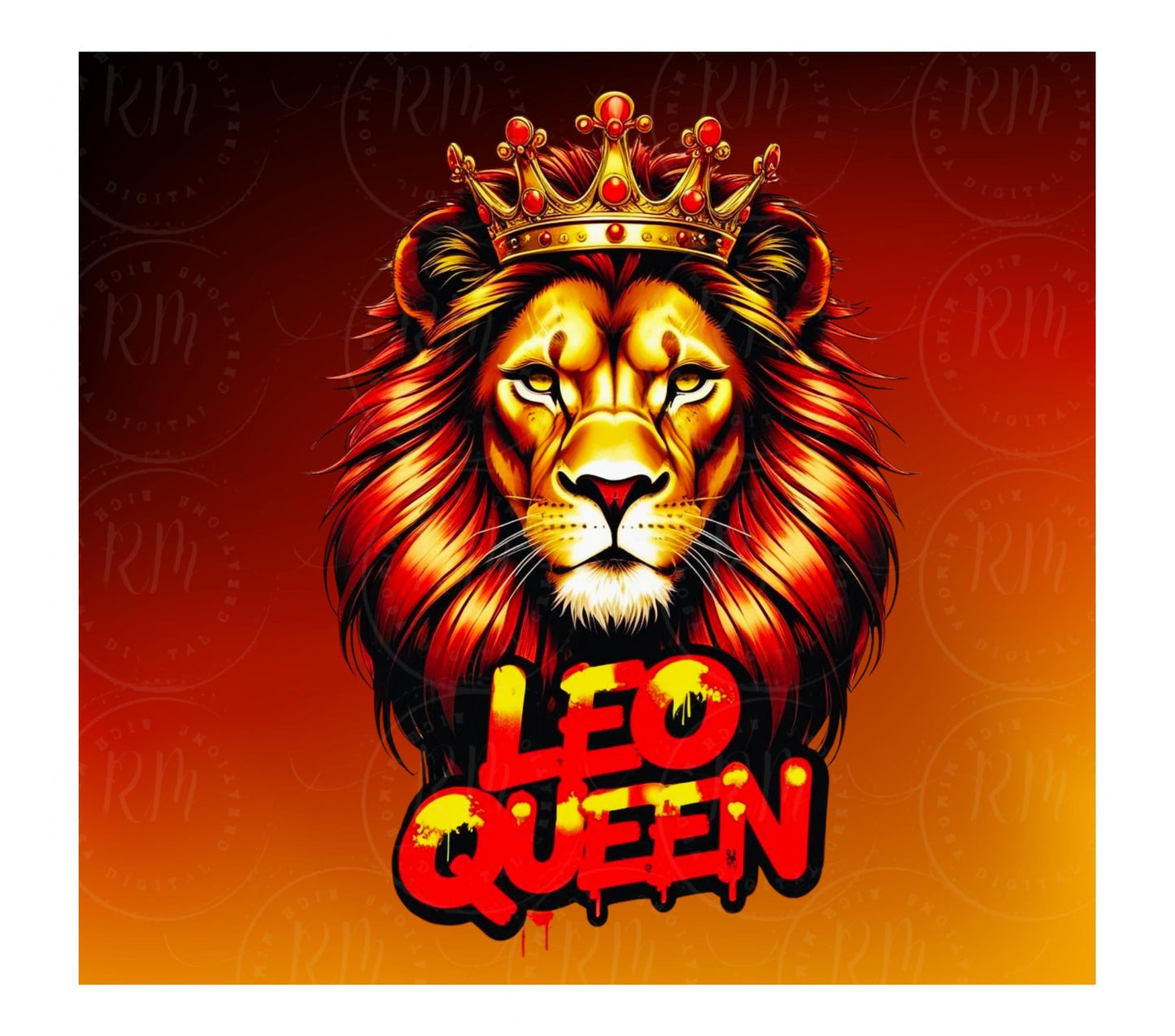 Leo Queen Tumbler Wrap: Crowned Lion Sublimation Design (Digital Download)