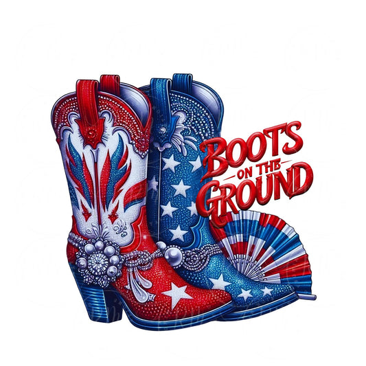 Patriotic Cowgirl Boots & Clack Fan PNG: Western Clipart (Digital Download