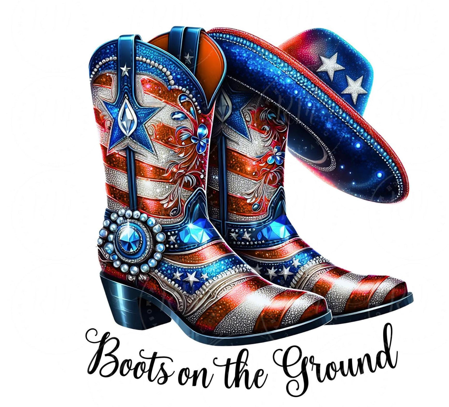 Stars & Stripes Cowgirl Boots PNG: 4th of July Western Graphic (Digital Download
