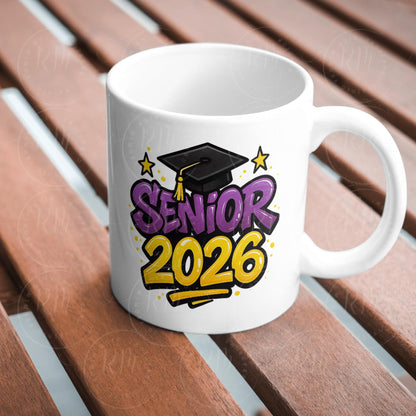 2026 Grad Clipart - Purple & Yellow Graphics for Grad Gifts, Senior 2026, DIY Scrapbooking and Invitations, Senior Apparel Design, Grad Gift