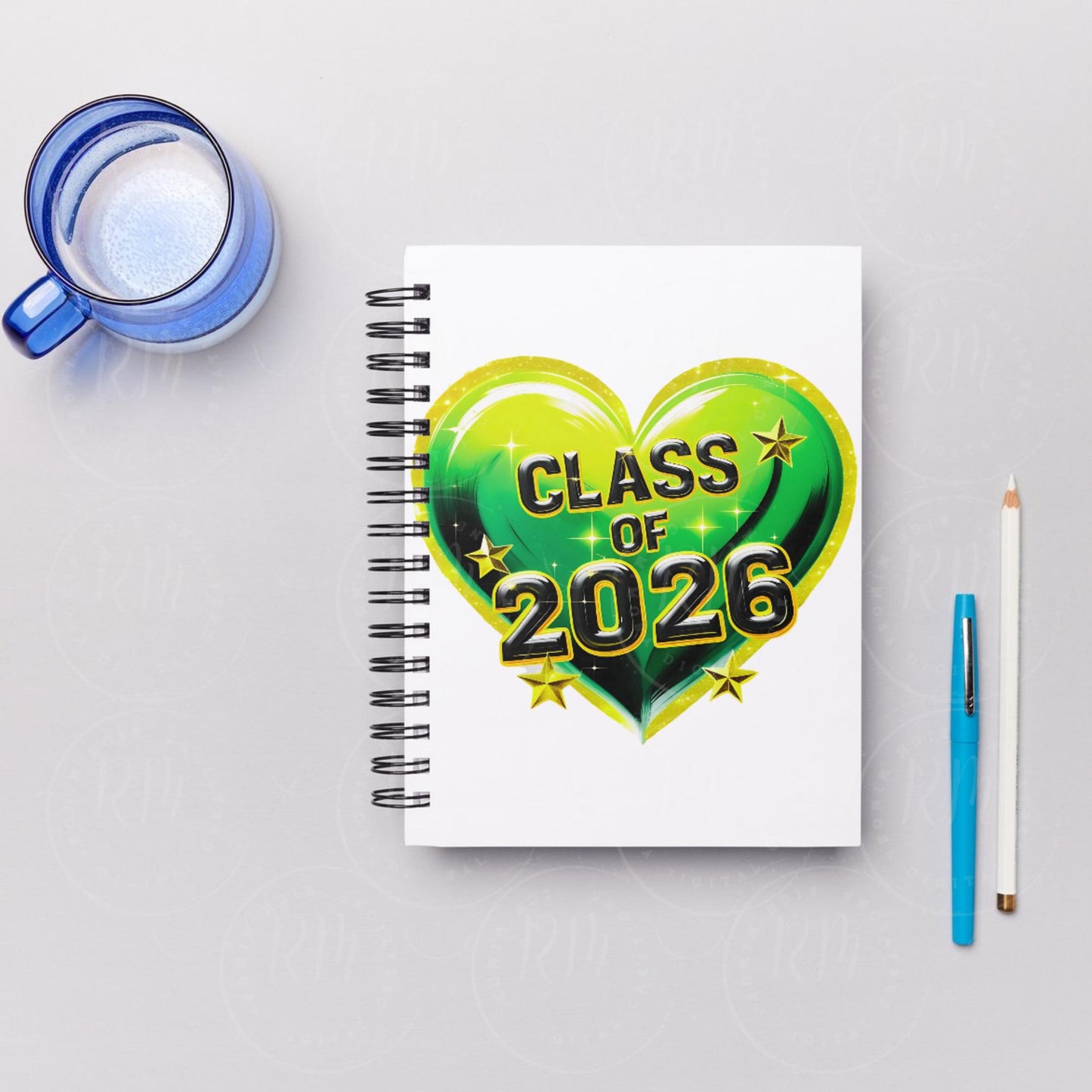 2026 Grad Clipart: Yellow & Green Heart Graduation Graphic (Digital Download)