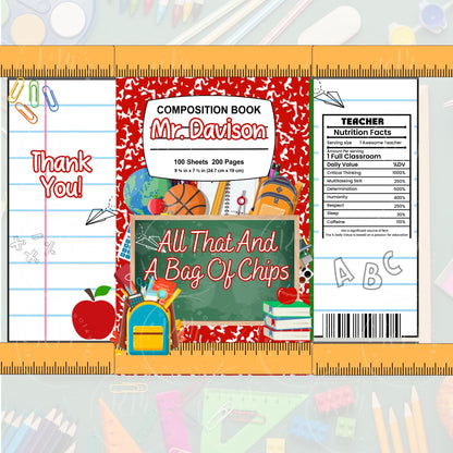 Editable Back to School Teacher Chip Bag Template | Printable Teacher Appreciation Gift | DIY Favor for Classroom or Staff