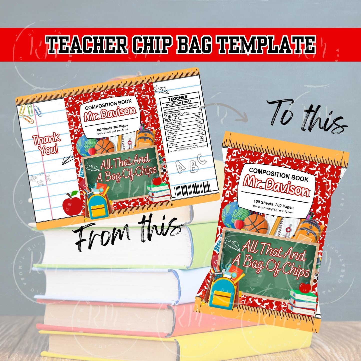 Editable Back to School Teacher Chip Bag Template | Printable Teacher Appreciation Gift | DIY Favor for Classroom or Staff