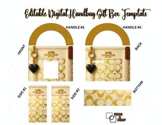 Winter White & Gold Handbag Gift Box Template: Canva DIY Design (Digital Download)