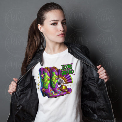 Boots on the Ground Clipart, Purple and Green Cowgirl Boots, Hat & Clack Fan Graphic Design, Unique Western Design, Artwork for Prints, Tees, DIYs