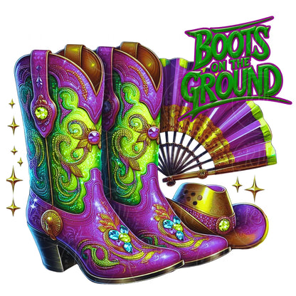 Purple & Green Cowgirl Boots Clipart: Western Graphic Design (Digital Download PNG File)