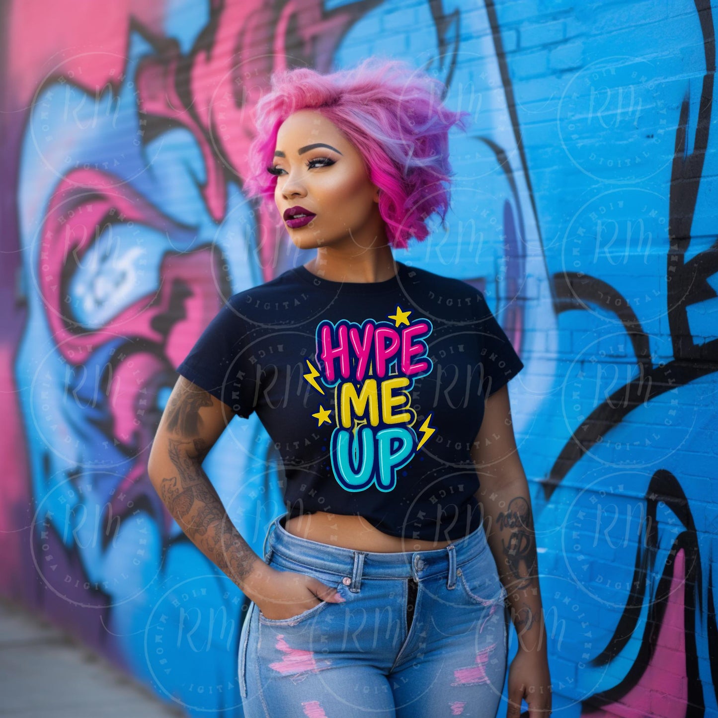 Neon Graffiti PNG: Hype Me Up Motivational Art (Digital Download)