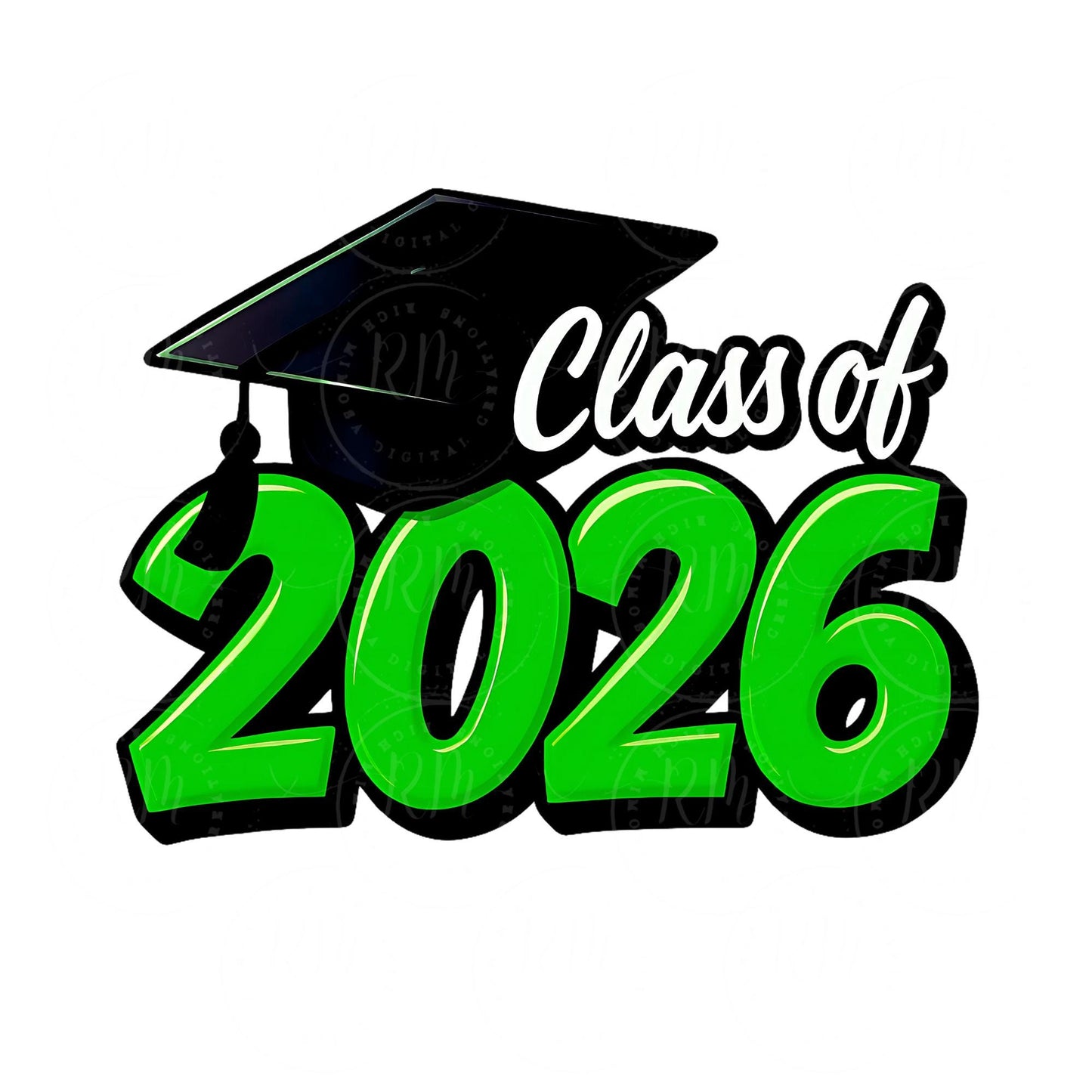 2026 Grad Clipart, Lime Green Graduation Graphic, Class of 2026, Perfect Grad Gift for Him/Her, DIY Invitations, Graduation 2026