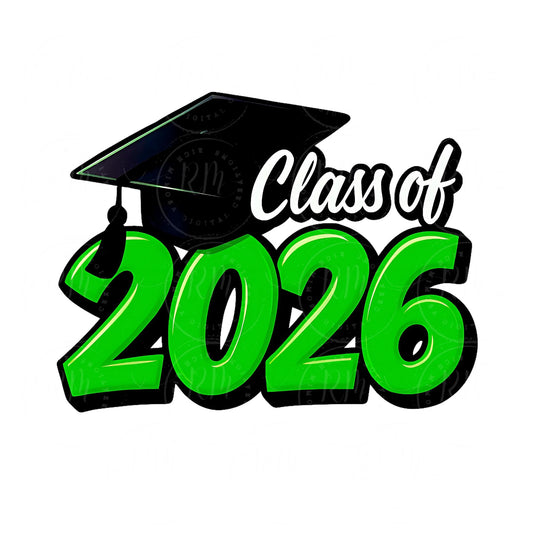 2026 Grad Clipart, Lime Green Graduation Graphic, Class of 2026, Perfect Grad Gift for Him/Her, DIY Invitations, Graduation 2026