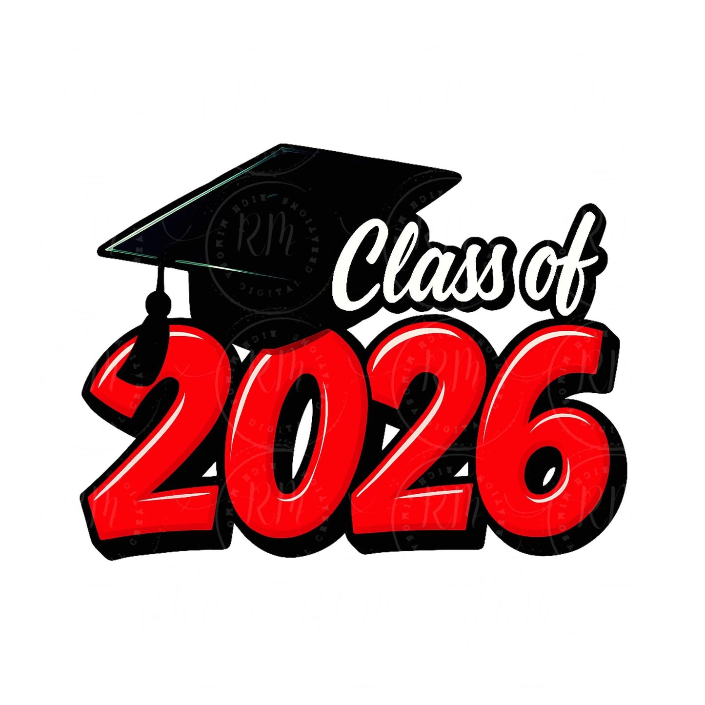 2026 Grad Clipart, Red Graduation Graphic, Class of 2026, Perfect Grad Gift for Him/Her, DIY Scrapbooking and Invitations, Graduation 2026