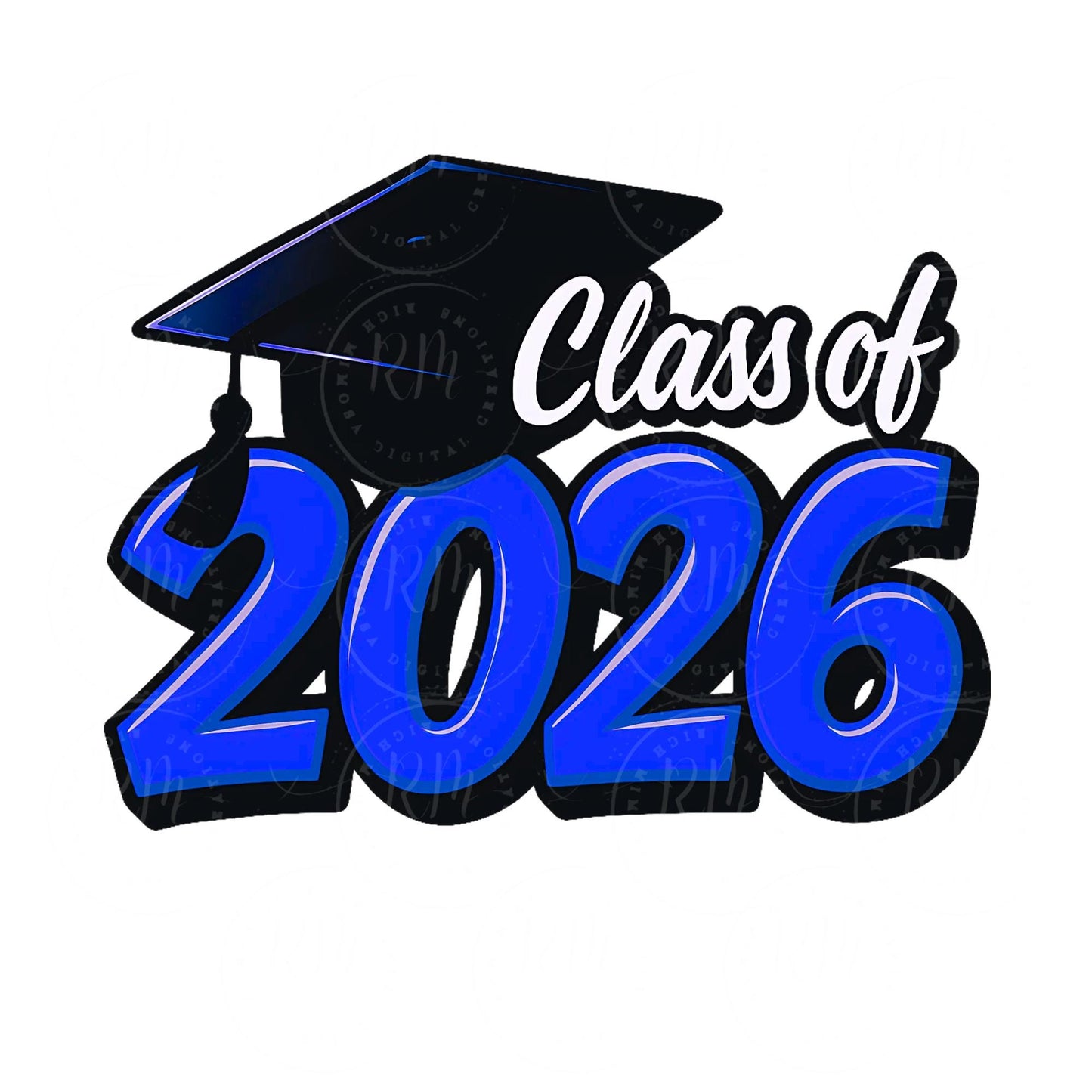 2026 Grad Clipart, Blue Graduation Graphic, Class of 2026, Perfect Grad Gift for Him/Her, DIY Scrapbooking and Invitations, Graduation 2026