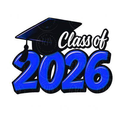 2026 Grad Clipart, Blue Graduation Graphic, Class of 2026, Perfect Grad Gift for Him/Her, DIY Scrapbooking and Invitations, Graduation 2026
