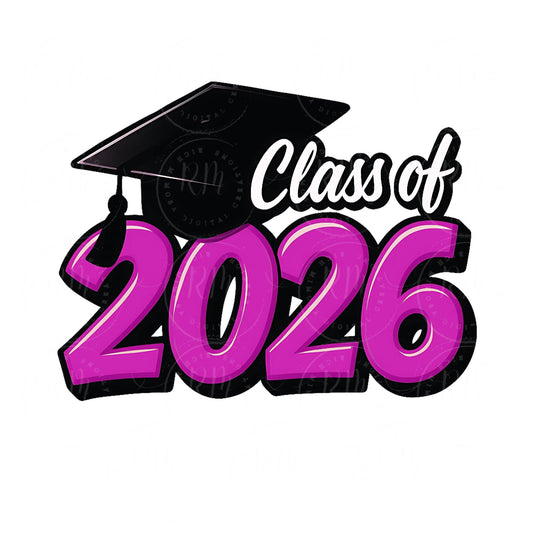 2026 Grad Clipart, Purple Graduation Graphic, Class of 2026, Perfect Grad Gift for Him/Her, DIY Scrapbooking and Invitation, Graduation 2026