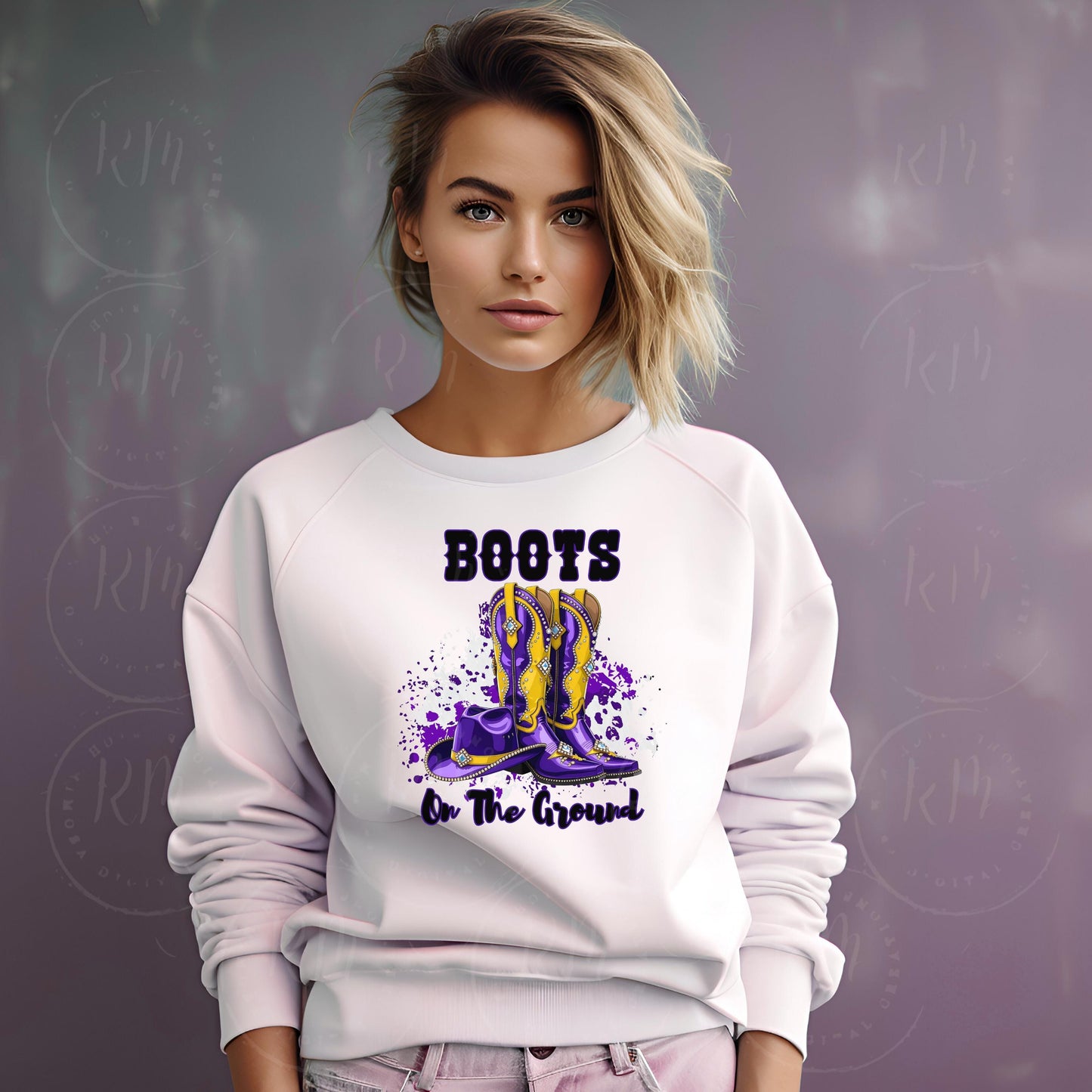 Purple & Yellow Western Boots PNG: Cowgirl Hat Clipart (Digital Download