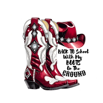 Maroon Cowgirl Boots Clipart: Western Rodeo Hat PNG (Digital Download