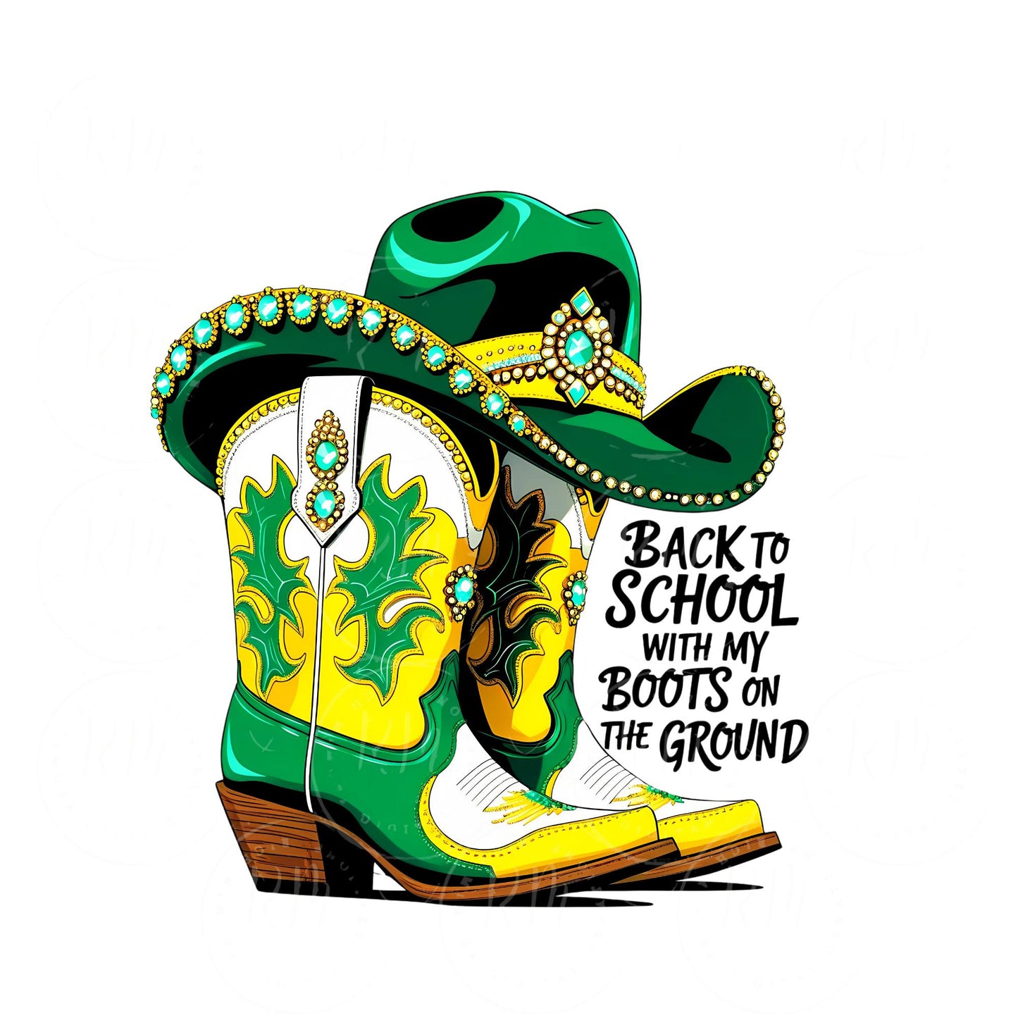 Cowgirl Boots & Hat PNG: Western Back To School Clipart (Digital Download