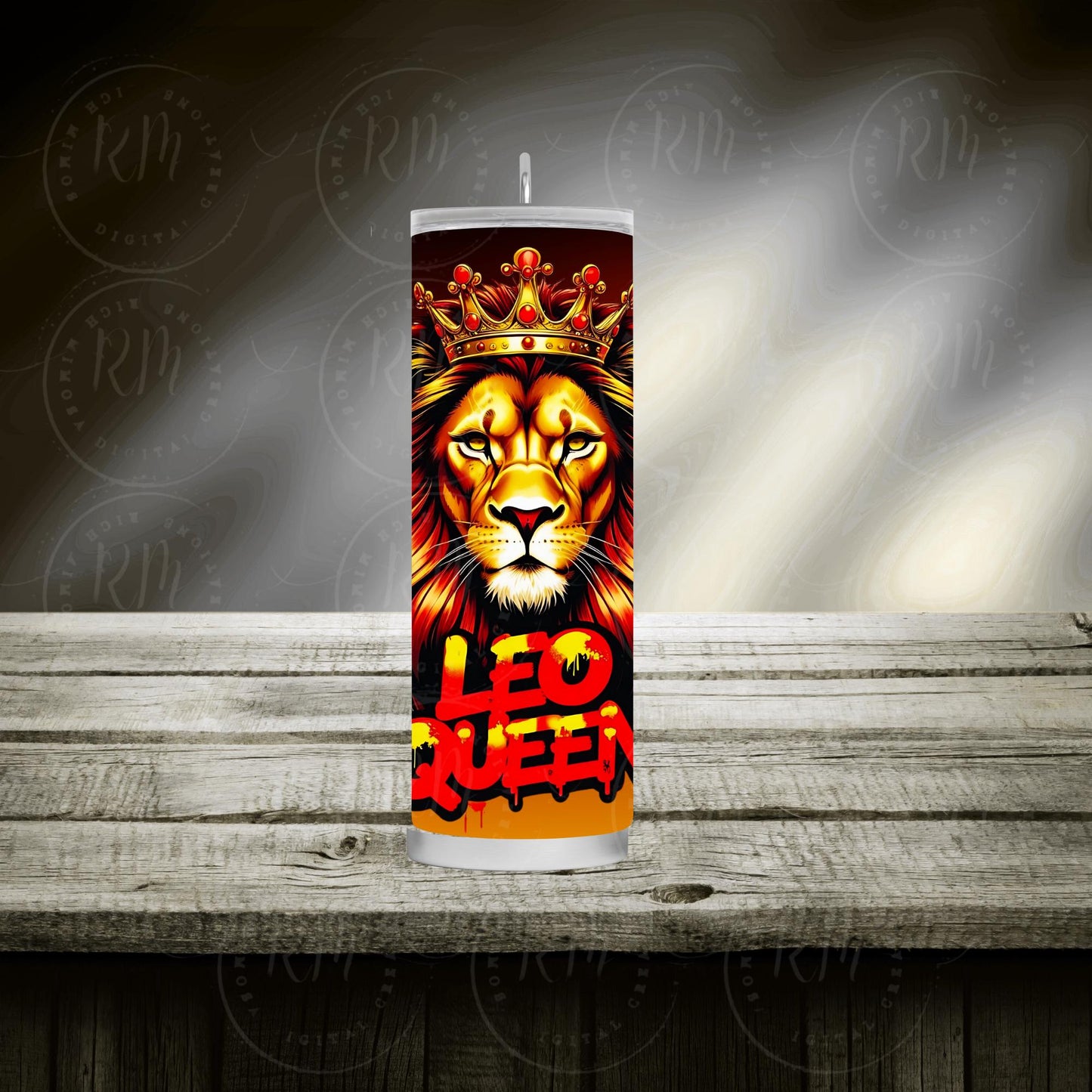 Leo Queen Tumbler Wrap: Crowned Lion Sublimation Design (Digital Download)