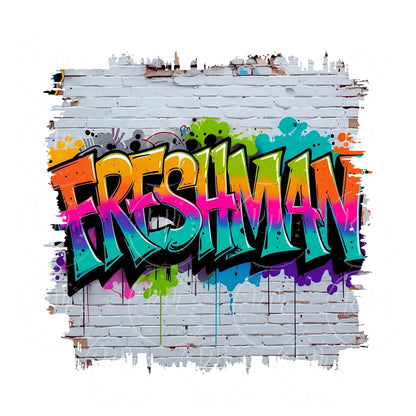 Freshman Class Graffiti Design: High School Spirit, Digital Art (PNG File