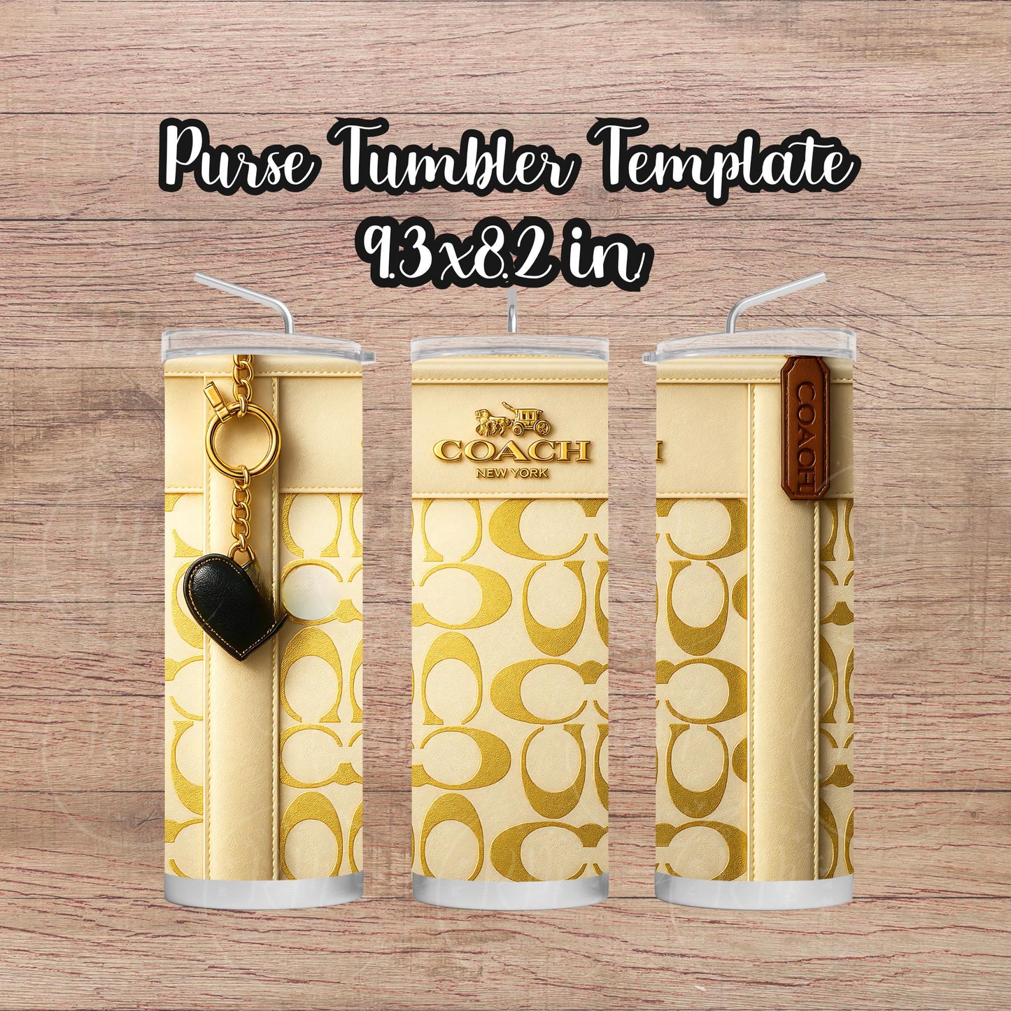 Winter White & Gold Purse Tumbler Template: Editable Canva DIY (Digital Download)