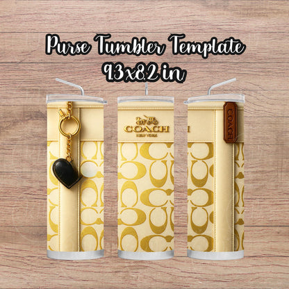 Winter White & Gold Purse Tumbler Template: Editable Canva DIY (Digital Download)