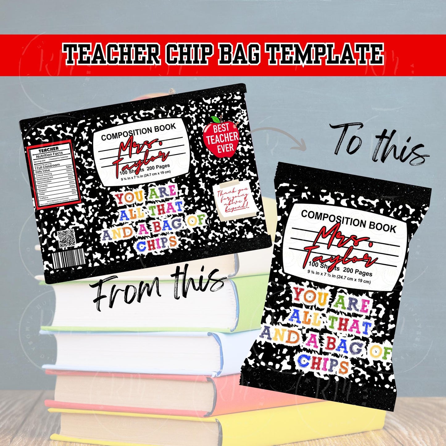 Editable Teacher Chip Bag Template: Back to School Gift (Canva Template, Digital Download