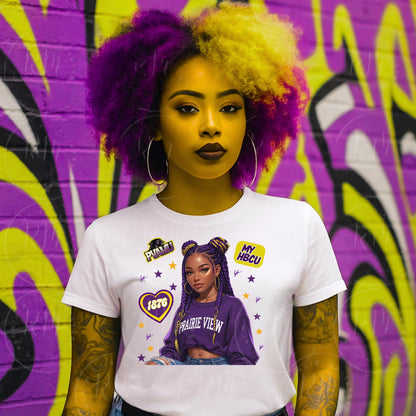 Prairie View A&M Clipart: Black Woman Braids, HBCU Pride PNG (Digital Download)