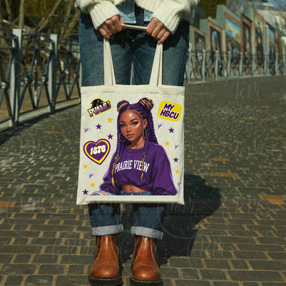 Prairie View A&M Clipart: Black Woman Braids, HBCU Pride PNG (Digital Download)