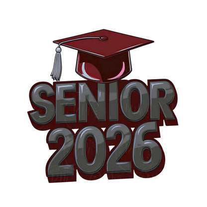 2026 Grad Clipart: Gray & Maroon Graphics, DIY Scrapbooking (Digital Download)