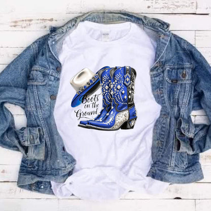 Rhinestone Cowgirl Boots PNG: Blue & Gray Western Clipart (Digital Download)