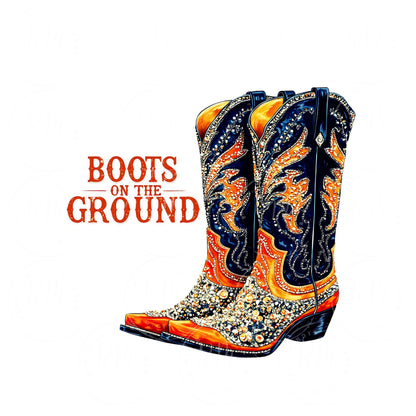 Rhinestone Cowgirl Boots PNG: Orange and Blue Western Clipart (Digital Download)